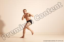 Underwear Martial art Man White Moving poses Slim Short Blond Dynamic poses Academic